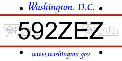 592ZEZ District Of Columbia License Plate