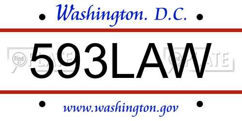 593LAW District Of Columbia License Plate
