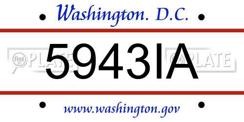 5943IA District Of Columbia License Plate