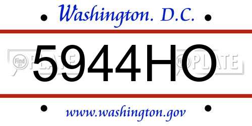 5944HO District Of Columbia License Plate