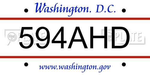 594AHD District Of Columbia License Plate