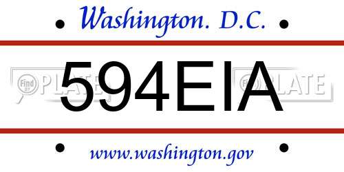 594EIA District Of Columbia License Plate