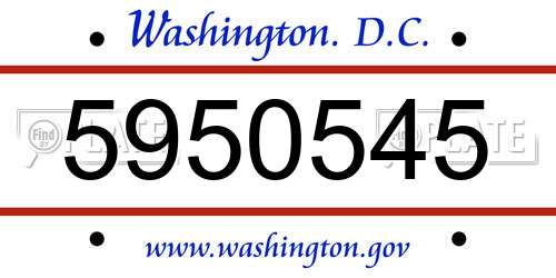 5950545 District Of Columbia License Plate