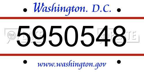 5950548 District Of Columbia License Plate