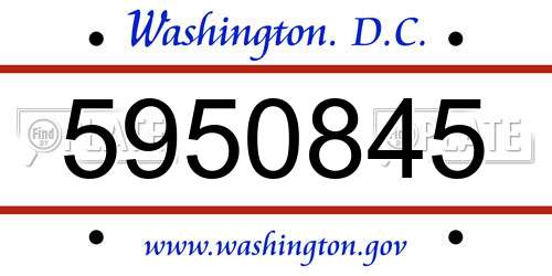 5950845 District Of Columbia License Plate