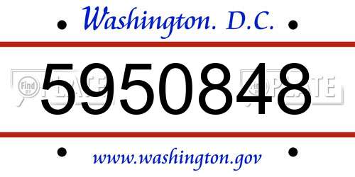 5950848 District Of Columbia License Plate
