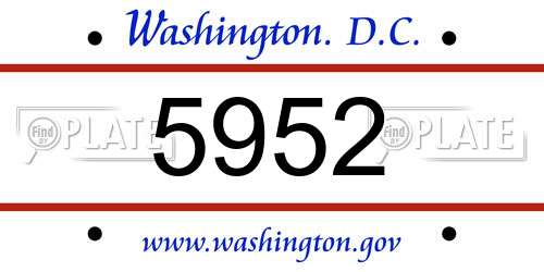 5952 District Of Columbia License Plate