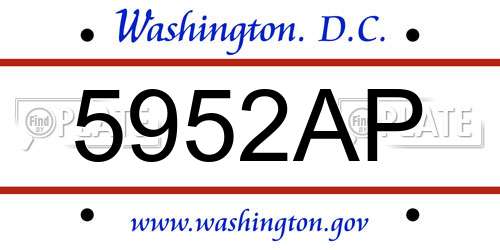 5952AP District Of Columbia License Plate