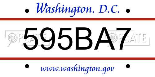 595BA7 District Of Columbia License Plate