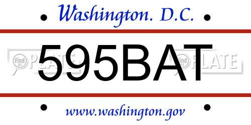 595BAT District Of Columbia License Plate