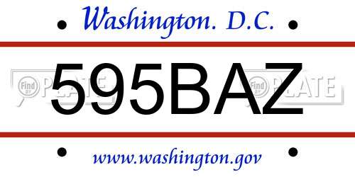 595BAZ District Of Columbia License Plate