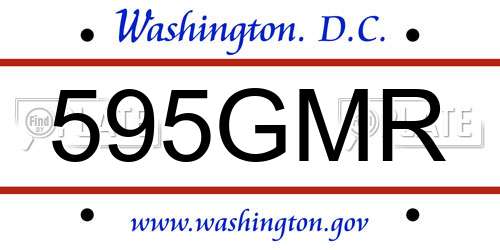 595GMR District Of Columbia License Plate