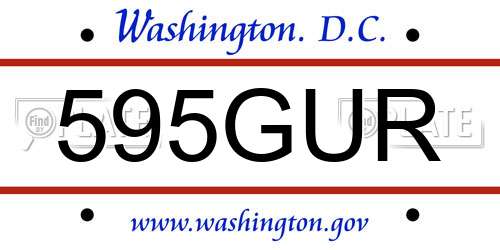 595GUR District Of Columbia License Plate