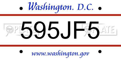 595JF5 District Of Columbia License Plate
