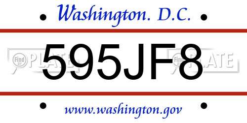 595JF8 District Of Columbia License Plate