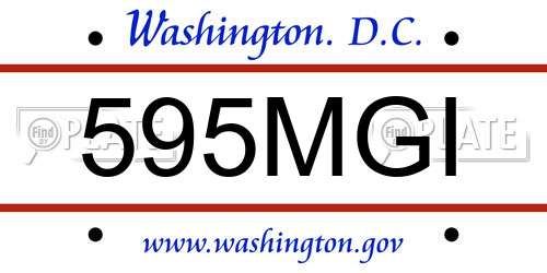 595MGI District Of Columbia License Plate