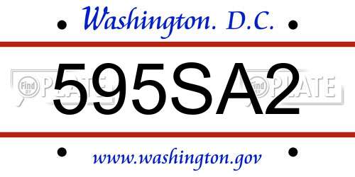 595SA2 District Of Columbia License Plate