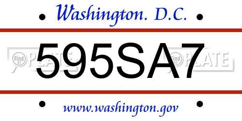 595SA7 District Of Columbia License Plate