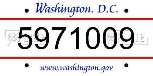 5971009 District Of Columbia License Plate