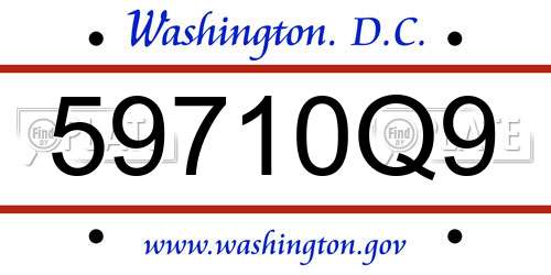 59710Q9 District Of Columbia License Plate