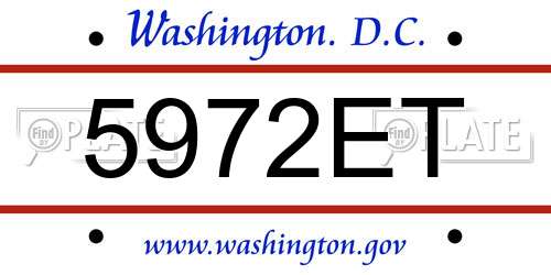 5972ET District Of Columbia License Plate