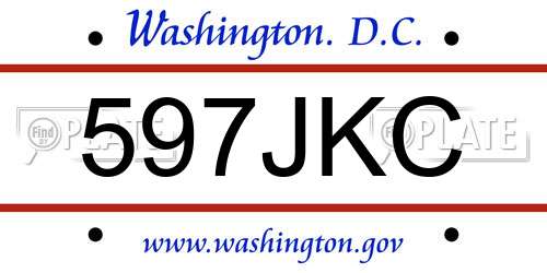 597JKC District Of Columbia License Plate