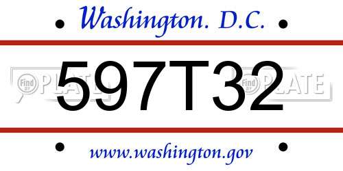597T32 District Of Columbia License Plate