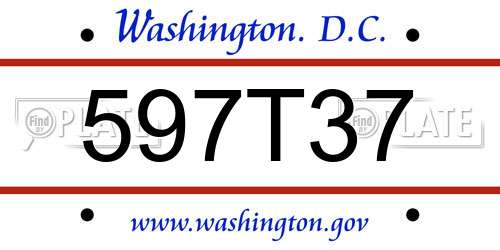 597T37 District Of Columbia License Plate