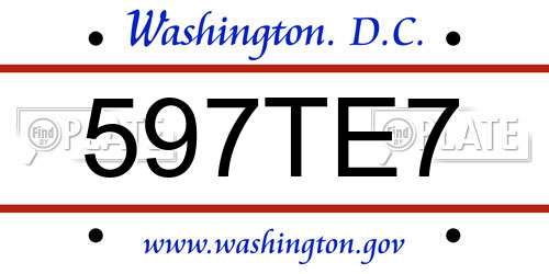 597TE7 District Of Columbia License Plate