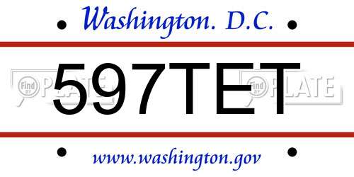 597TET District Of Columbia License Plate