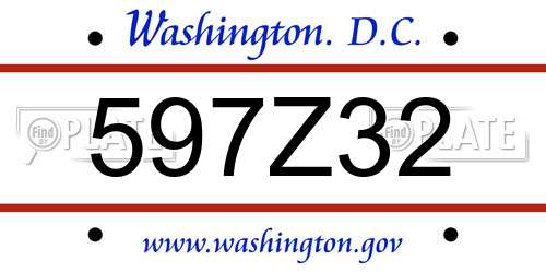 597Z32 District Of Columbia License Plate