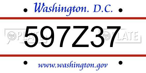 597Z37 District Of Columbia License Plate