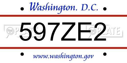 597ZE2 District Of Columbia License Plate