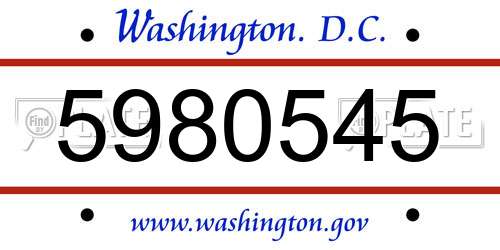 5980545 District Of Columbia License Plate