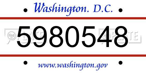 5980548 District Of Columbia License Plate
