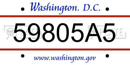 59805A5 District Of Columbia License Plate