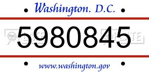 5980845 District Of Columbia License Plate