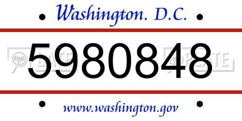 5980848 District Of Columbia License Plate