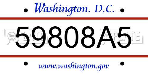 59808A5 District Of Columbia License Plate