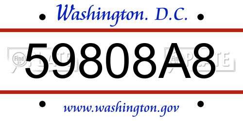 59808A8 District Of Columbia License Plate