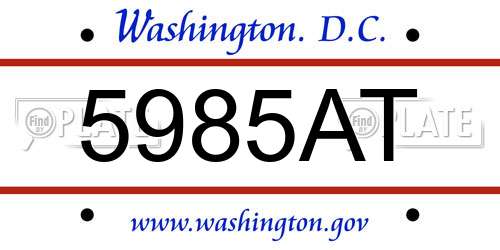 5985AT District Of Columbia License Plate