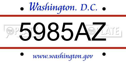 5985AZ District Of Columbia License Plate