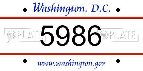 5986 District Of Columbia License Plate