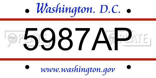 5987AP District Of Columbia License Plate