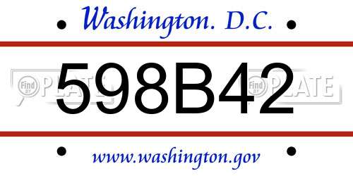 598B42 District Of Columbia License Plate