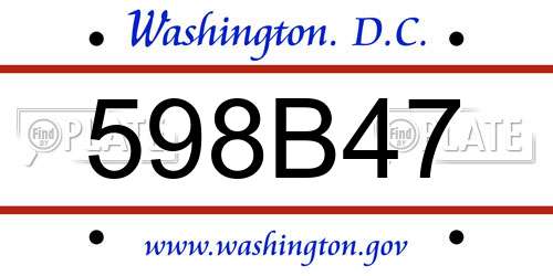 598B47 District Of Columbia License Plate