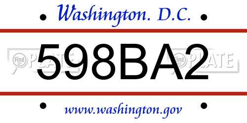 598BA2 District Of Columbia License Plate
