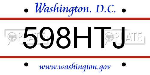 598HTJ District Of Columbia License Plate