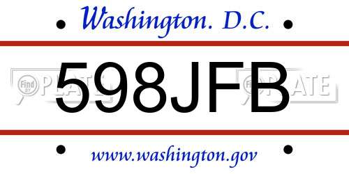 598JFB District Of Columbia License Plate