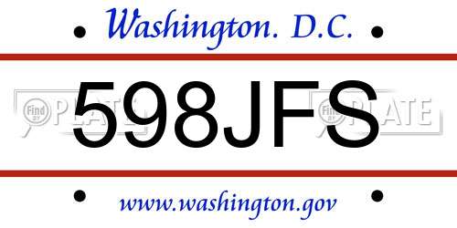 598JFS District Of Columbia License Plate